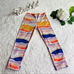 Lululemon True Self Crop Leggings Pants In Bleacher Stripe Iris Size 6